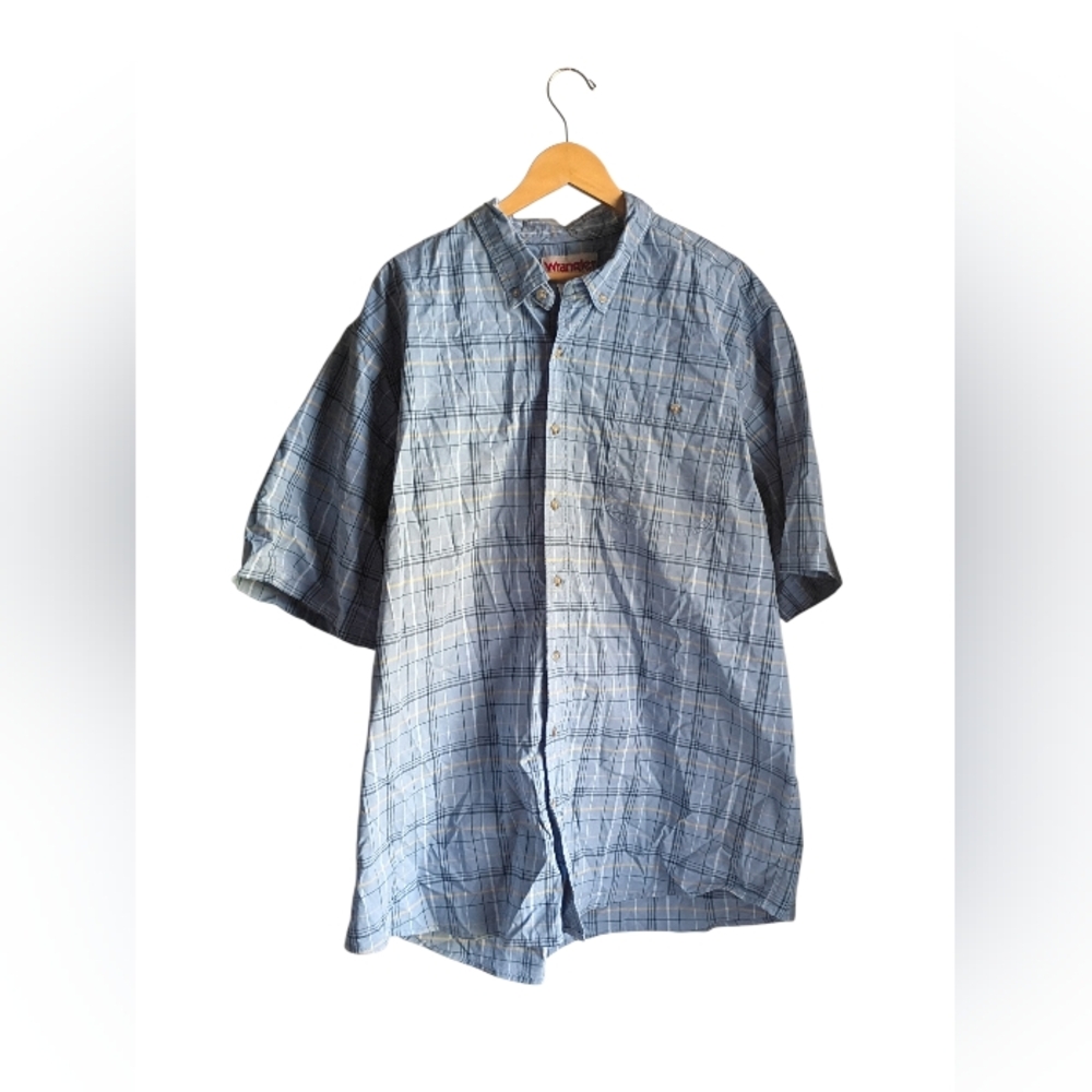 Men's Wrangler Plaid Shortsleeve Button Down Shirt Size 2XT